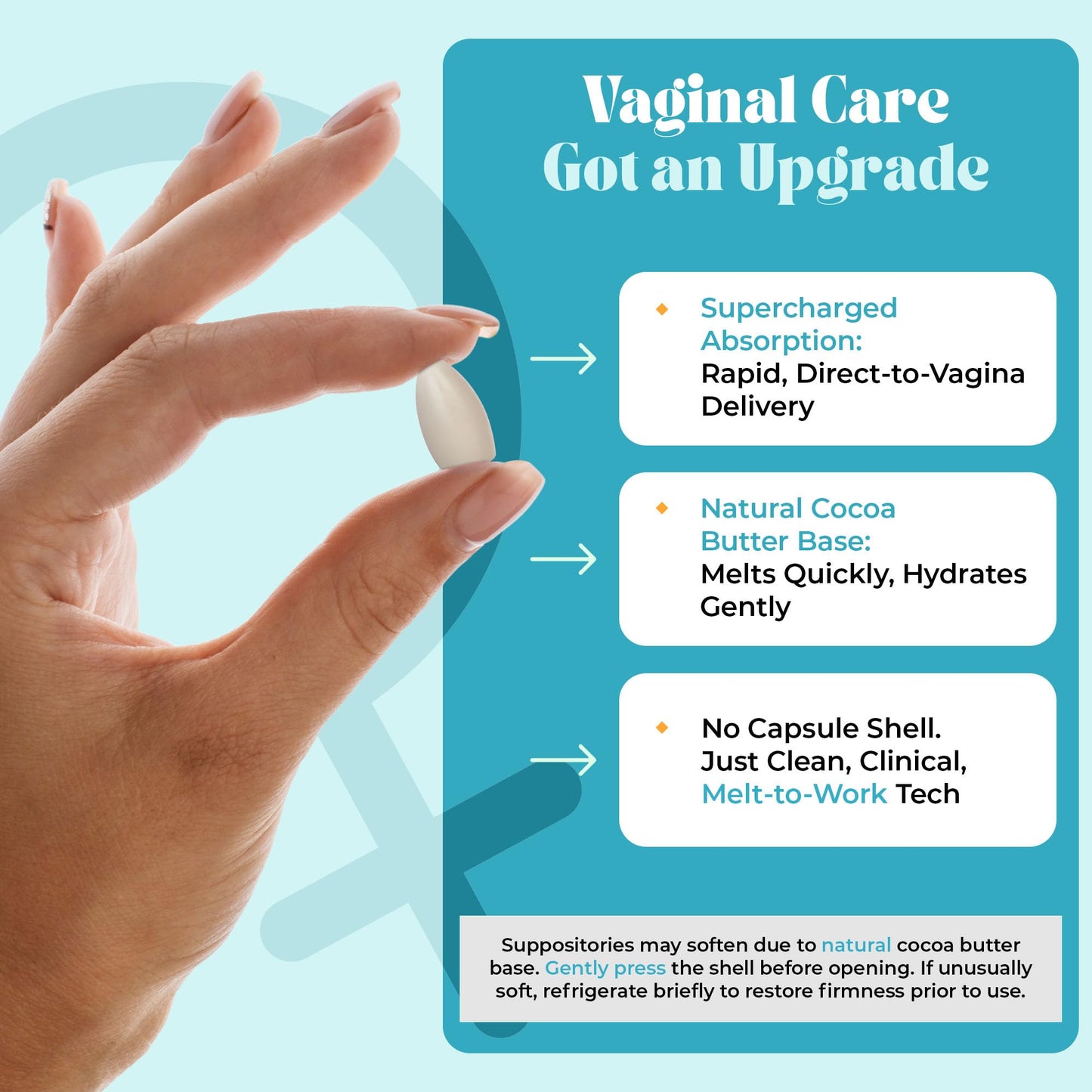 PURE WOMAN - Pure Bliss - Vaginal Moisturizing Suppositories - Hyaluronic Acid, Vitamin E, Vitamin A, Lactic Acid - Supports Vaginal Moisturization - Long Lasting Comfort & Sensitivity Relief - 10 Pk
