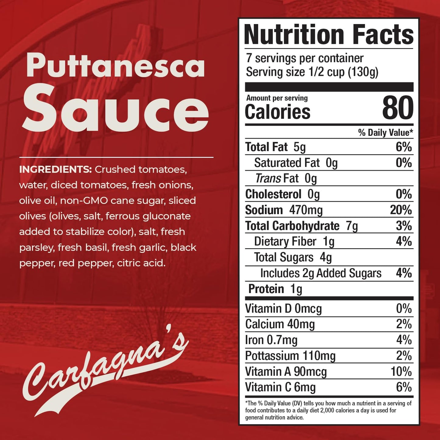 Carfagna's Pasta Sauce, Established 1937, Family Recipe, Made in Small Batches (32 Ounce (Pack of 2), Puttanesca)