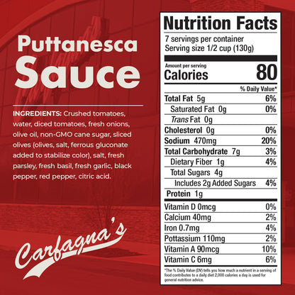Carfagna's Pasta Sauce, Established 1937, Family Recipe, Made in Small Batches (32 Ounce (Pack of 2), Puttanesca)