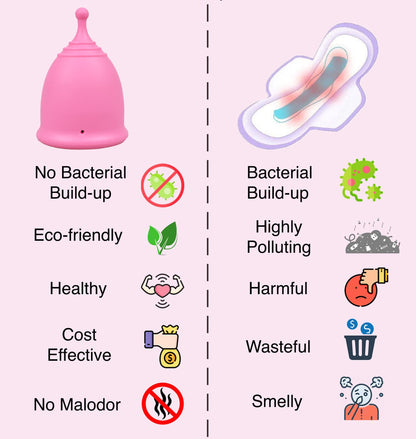 SHORDY Menstrual Cups (Large), Single Pack with Box, Soft & Flexible, Copa Menstrual Kit for Women Upto 12 Hours of Comfort, Eco-Friendly & Safer Alternative to Disc Pads Tampons (Pink)