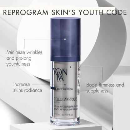 Yonka Cellular Code Serum | Anti-Aging Face Serum | Firm Skin and Soften Appearance of Wrinkles with Cell-Energy Natural Youth Complex | Paraben-Free | 1.01 fl oz