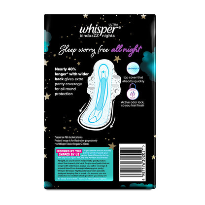Whisper Ultra Night Sanitary Pads for Women, XL+ 44 Napkins