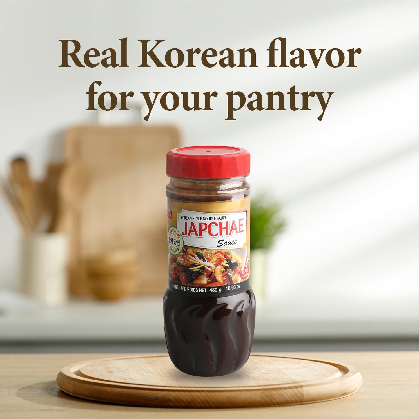 Wang Premium Japchae Sauce - Authentic Korean Sweet & Savory Glass Noodle Stir-Fry Sauce - Ready-to-Use 16.93 Oz Bottle