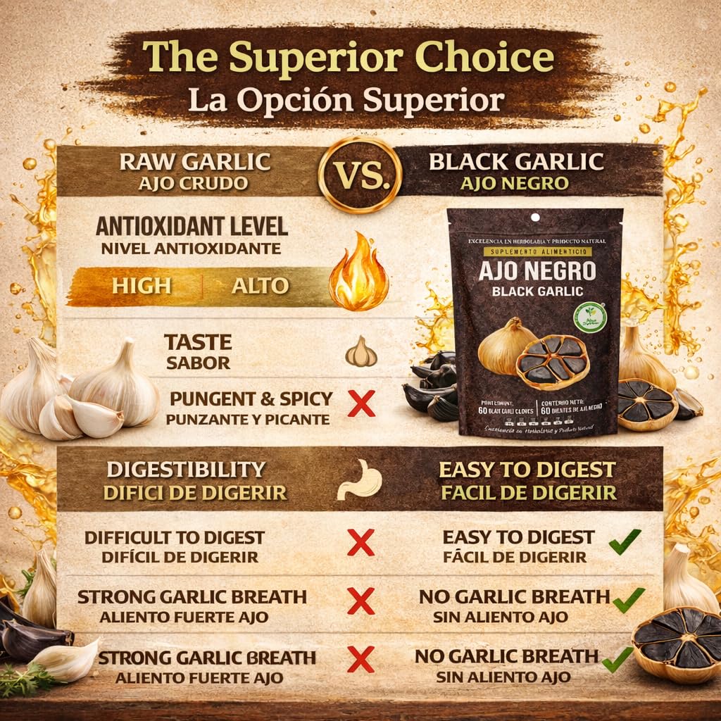 Ajo Negro (Black Garlic) - 60 Whole Cloves - 100% Natural Superfood Dietary Supplement - High in Antioxidants & S-Allylcysteine - Ready to Eat or for Recipes - Vegan, Non-GMO - Authentic by High Supreme