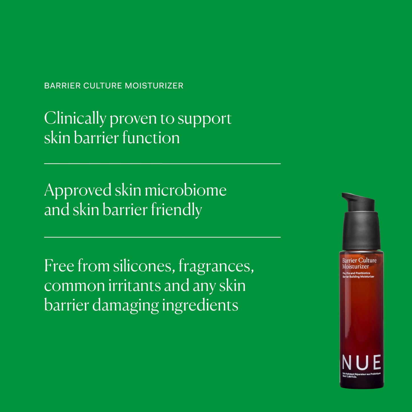 The Nue Co. Barrier Culture Moisturizer - Hydrating Pre & Probiotic Face Cream with Ceramides, Peptides, Niacinamide & Squalane - Vegan & Gluten Free Barrier Moisturizer for All Skin Type | 1.69 fl oz