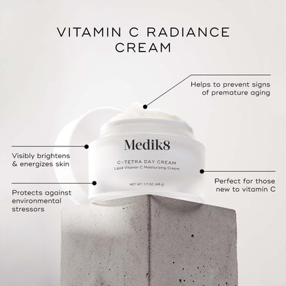 Medik8 C-Tetra Day Cream - Lipid Vitamin C Face Cream - Hydrating, Anti Aging Face Cream - Lightweight Daily Face Moisturizer with Vitamin C - 1.7 oz