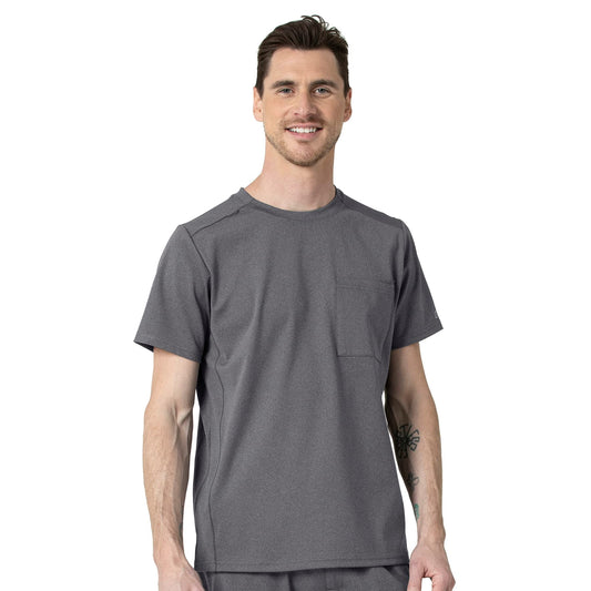 WonderWink mens Men's Moto Knit Crew Neck Top Medical Scrubs, Pewter Heather, X-Large US