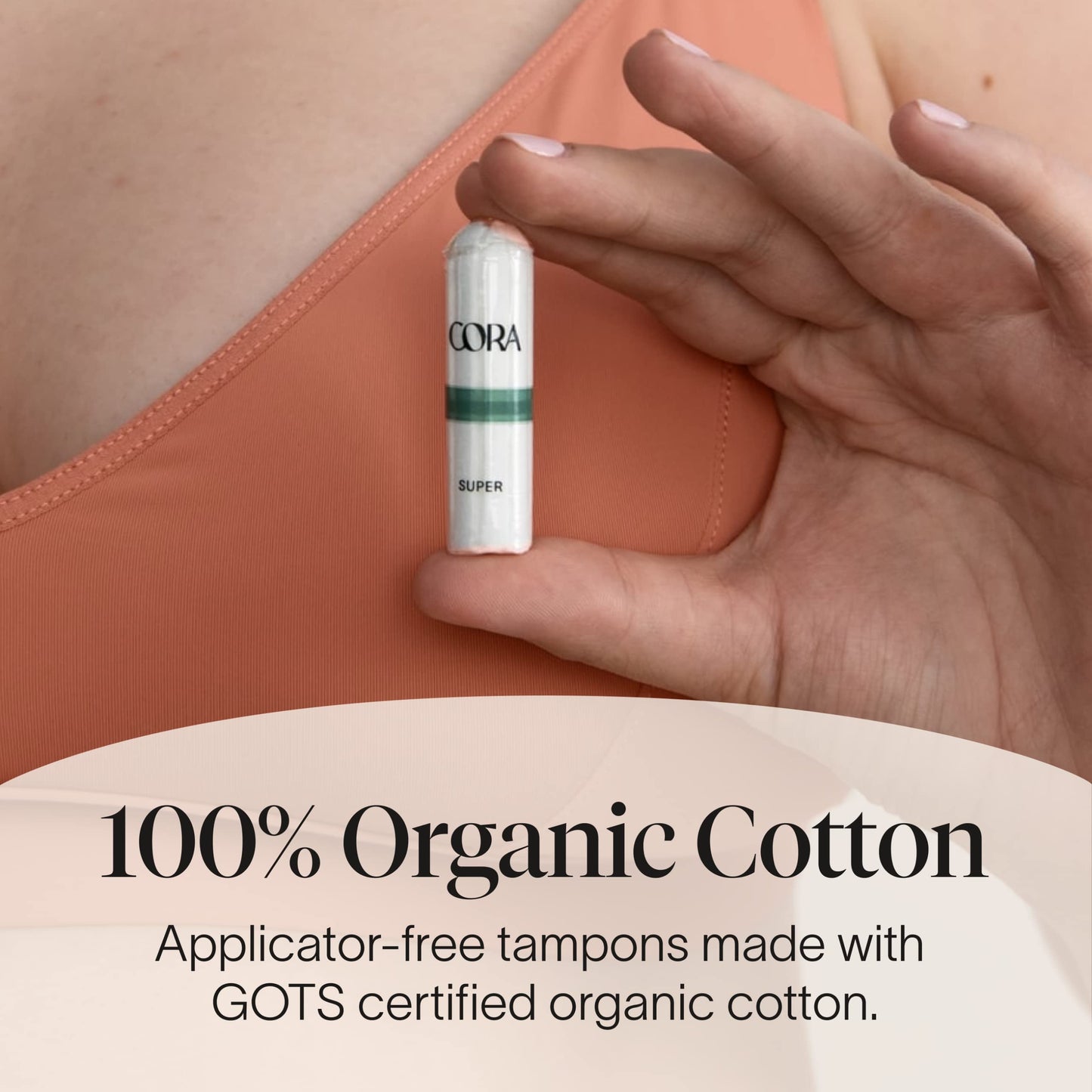Cora 100% Organic Cotton Non-Applicator Tampons | Ultra-Absorbent, Unscented, Natural, Non-Toxic | Eco-Conscious | 90 Total (54 R/S/S+ & 36 Light Tampons)