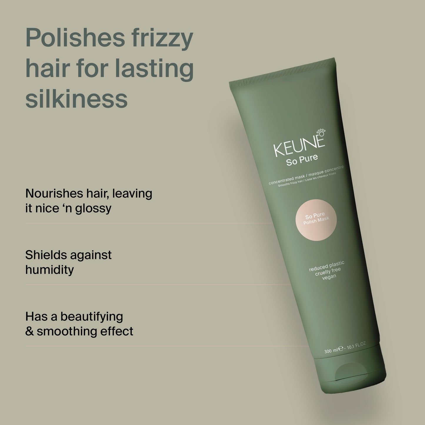 Keune So Pure Polish Mask, Smoothing and Anti-Frizz Hair Treatment, 6.7 Fl Oz