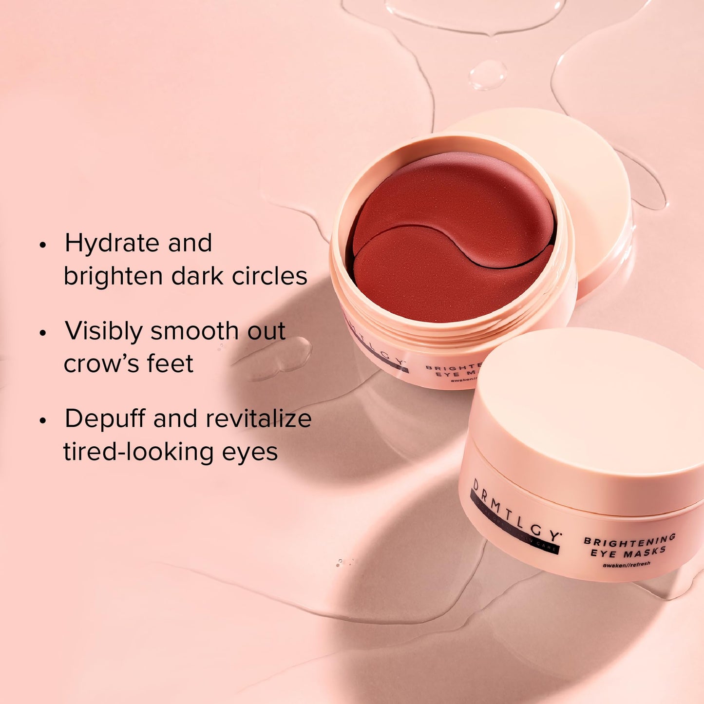 DRMTLGY Brightening Eye Masks – Biodegradable Hydrogel Under Eye Patches with Caffeine, Peptides, Hyaluronic Acid & Niacinamide – Depuff, Hydrate & Smooth Dark Circles – 60 Count