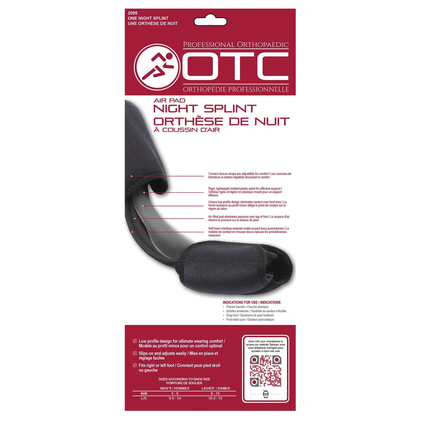 OTC Night Splint, Low-Profile, Airform Pads, Medium