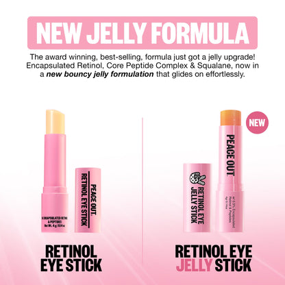 PEACE OUT Retinol Eye Jelly Stick, Under Eye Treatment for Hydration, Fine Lines & Wrinkles, with Encapsulated Retinol, Peptides & Squalane for Smoother Looking Under Eyes, 0.14 oz