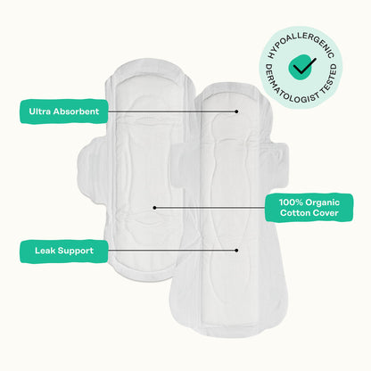 Honey Pot - Herbal Sanitary Pads for Women - Regular & Overnight Flow w/Wings - Infused w/Essential Oils for Cooling Effect & Organic Cotton Cover – Medium Pack - Feminine Care - 16 ct