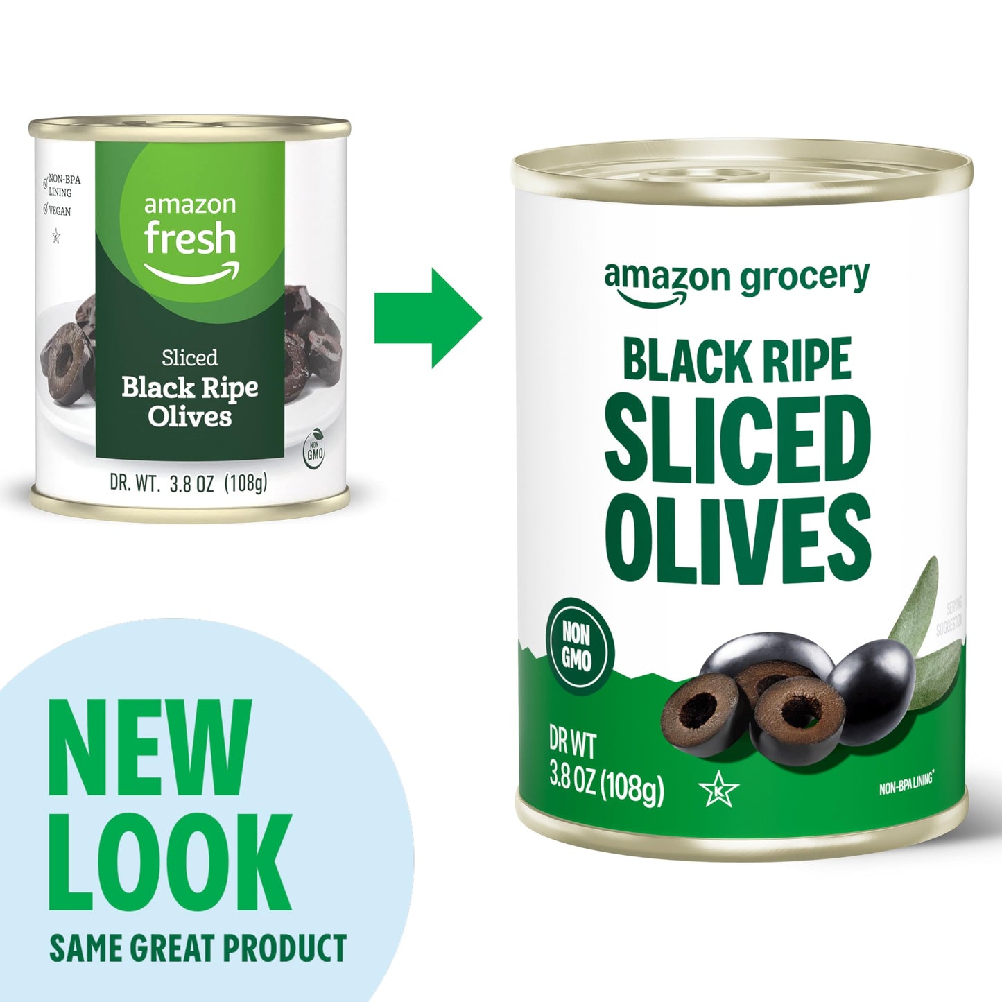 Amazon Grocery, Black Ripe Sliced Olives, 3.8 Oz