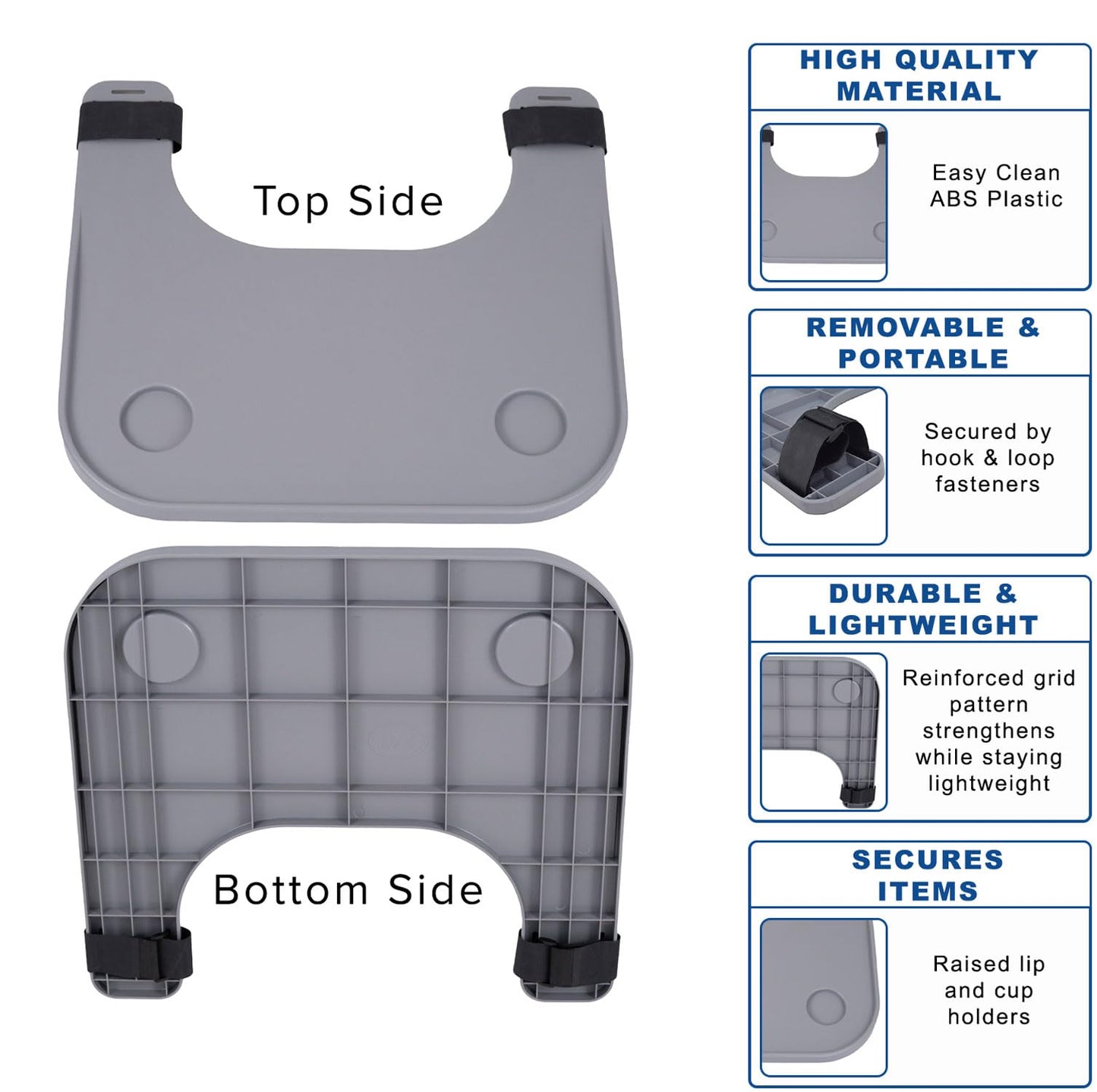 AlveyTech Wheelchair Tray Table with Cup Holder - Fits 18-20 Inch Wide Standard Wheelchairs Like Drive, Golden, & Invacare, Universal Removable Lap Desk for Adults Eating Reading Resting