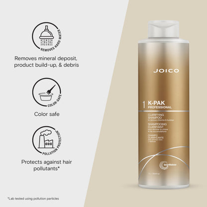 Joico K-PAK Daily Clarifying Shampoo to Remove Chlorine & Buildup | For Damaged Hair | Repair & Prevent Breakage | Boost Shine | With Keratin & Guajava Fruit Extract