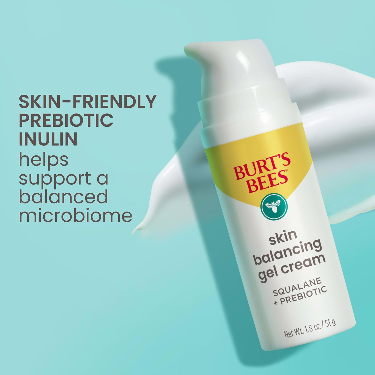 Burt's Bees Clear and Balanced Skin Balancing Gel Cream With Squalane and Prebiotic, Gel Moisturizer for Breakout-Prone Skin, 1.8 oz. Bottle