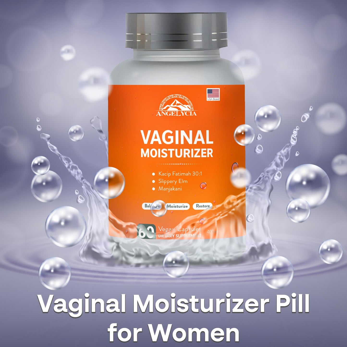 ANGELYCIA Natural Probiotic Vaginal Moisturizer Pills for Women – Slippery Elm Feminine Care Supplement for Vaginal Moisture, Dryness Relief & Healthy pH Balance Support