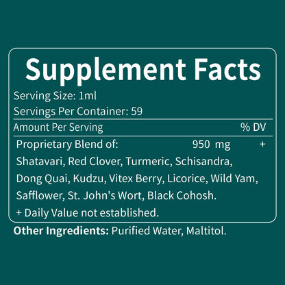 Shatavari (Shitabari) Drops for Women Support Menopause Relief, Herbal Supplement for PMS Support, 12-in-1 Formula with Wild Yam, Vitex Berry Extract. 2oz