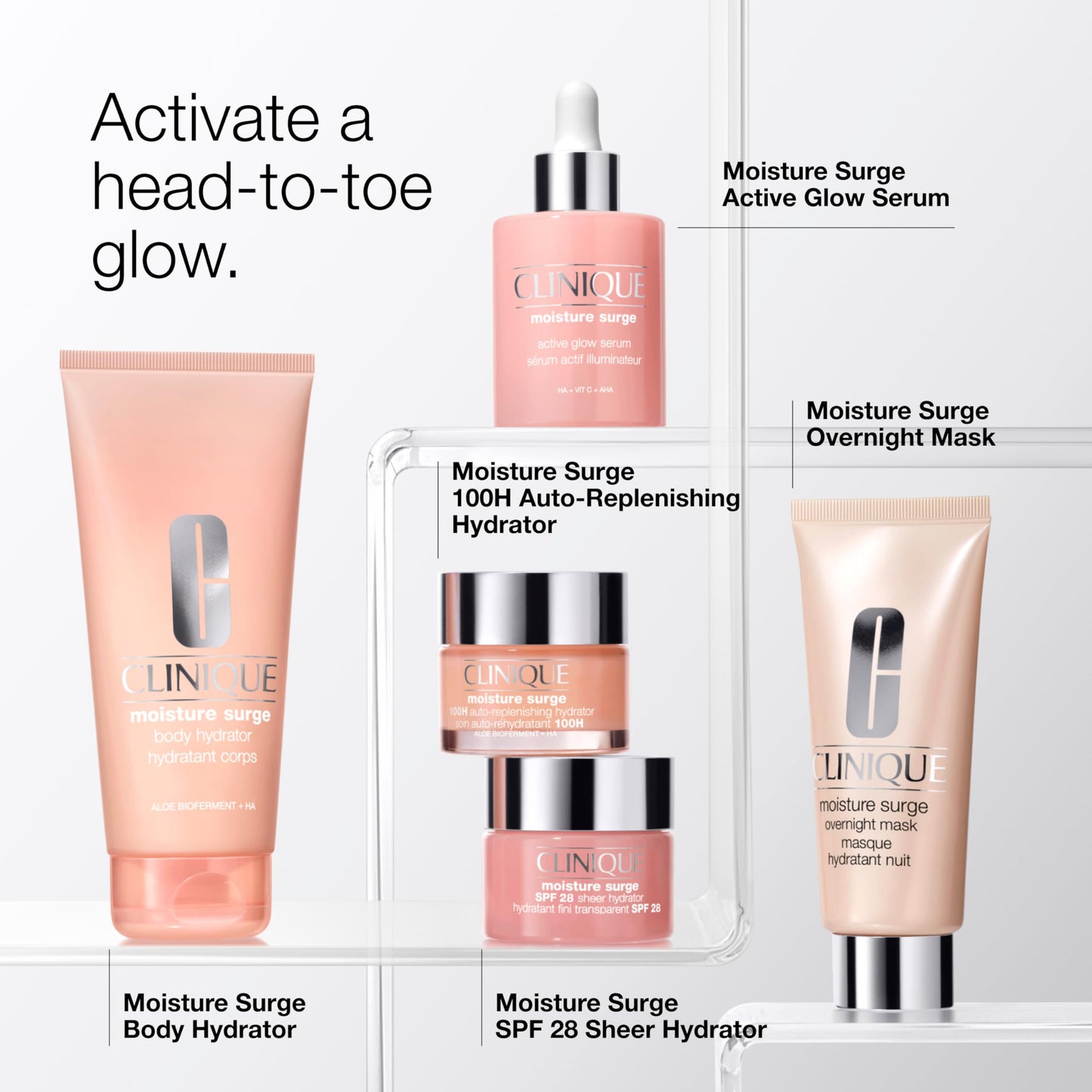 Clinique Moisture Surge Body Hydrator Lotion with Aloe Bioferment, Hyaluronic Acid + Glycerin | Hydrating, Moisturizing + Lightweight, 6.7 Fl Oz