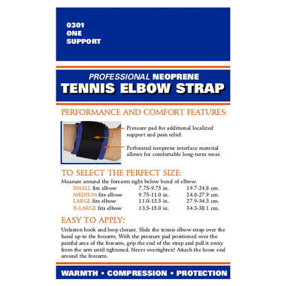 OTC Forearm Band, Compression Strap with Support Pad for Tennis Elbow, Black, Large