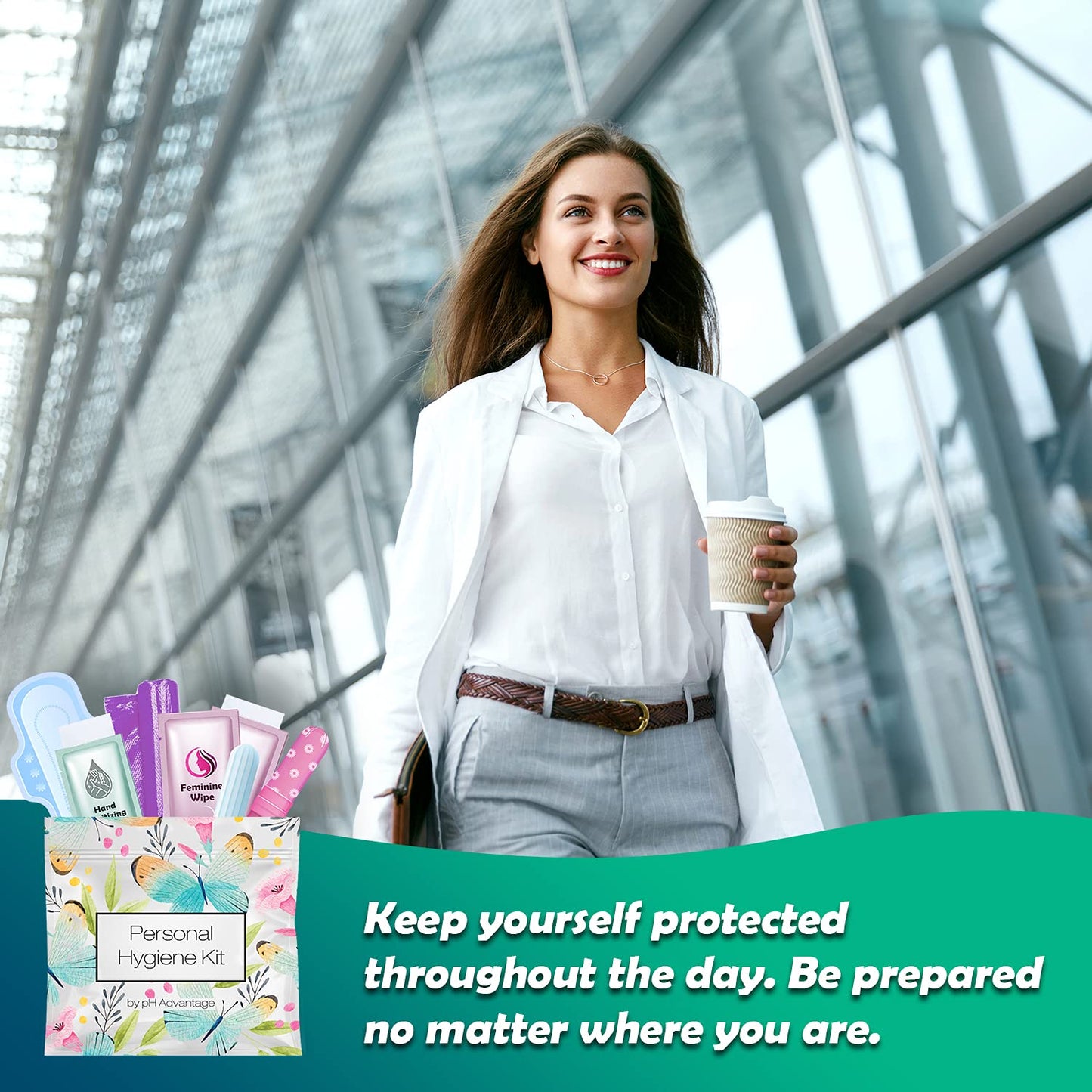 Menstrual Kit All-in-One | Convenience on The Go | Single Period Kit Pack for Travelling, Tweens & Teenagers | Individually Wrapped Feminine Hygiene Products (Butterflies)