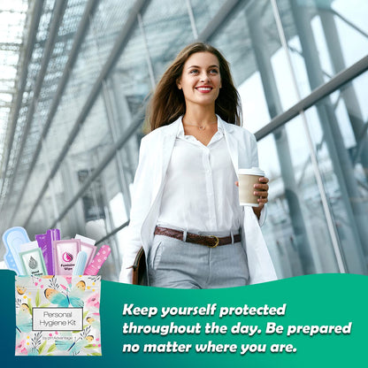Menstrual Kit All-in-One | Convenience on The Go | Single Period Kit Pack for Travelling, Tweens & Teenagers | Individually Wrapped Feminine Hygiene Products (Butterflies)