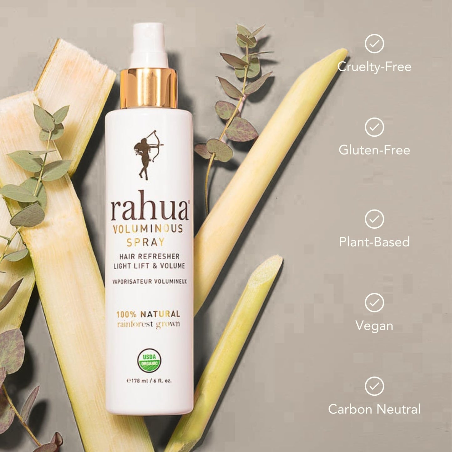 Rahua Voluminous Spray, Vegan Hair Spray for Fine to Medium Hair, Lightweight Texture & Oil Absorbing Lemongrass and Citrus Formula, Texturizing Lift for Refreshing Volume, 6 Fl Oz