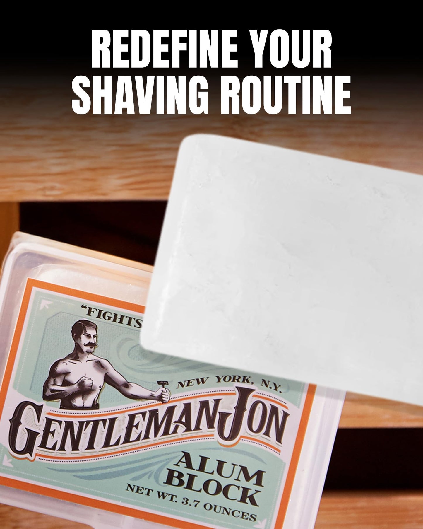 Gentleman Jon 3.7 Ounce Alum Block in Plastic Case - Upgrade Your Shave - Soothing Aftershave Solution for Shaving Razor Burn Relief - Travel Friendly Durable Plastic Case Included, Aftershave for Men