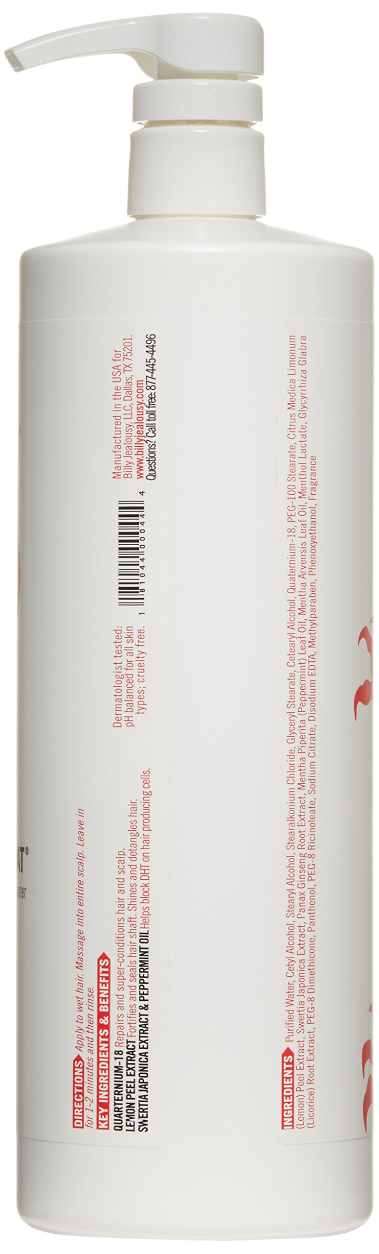 Billy Jealousy Cashmere Coat Hair Conditioner for Men, Strengthening & Hydrating Conditioner Infused with Peppermint, Lemon Fruit & Swertia Extract Ideal for Fine, Thinning Hair