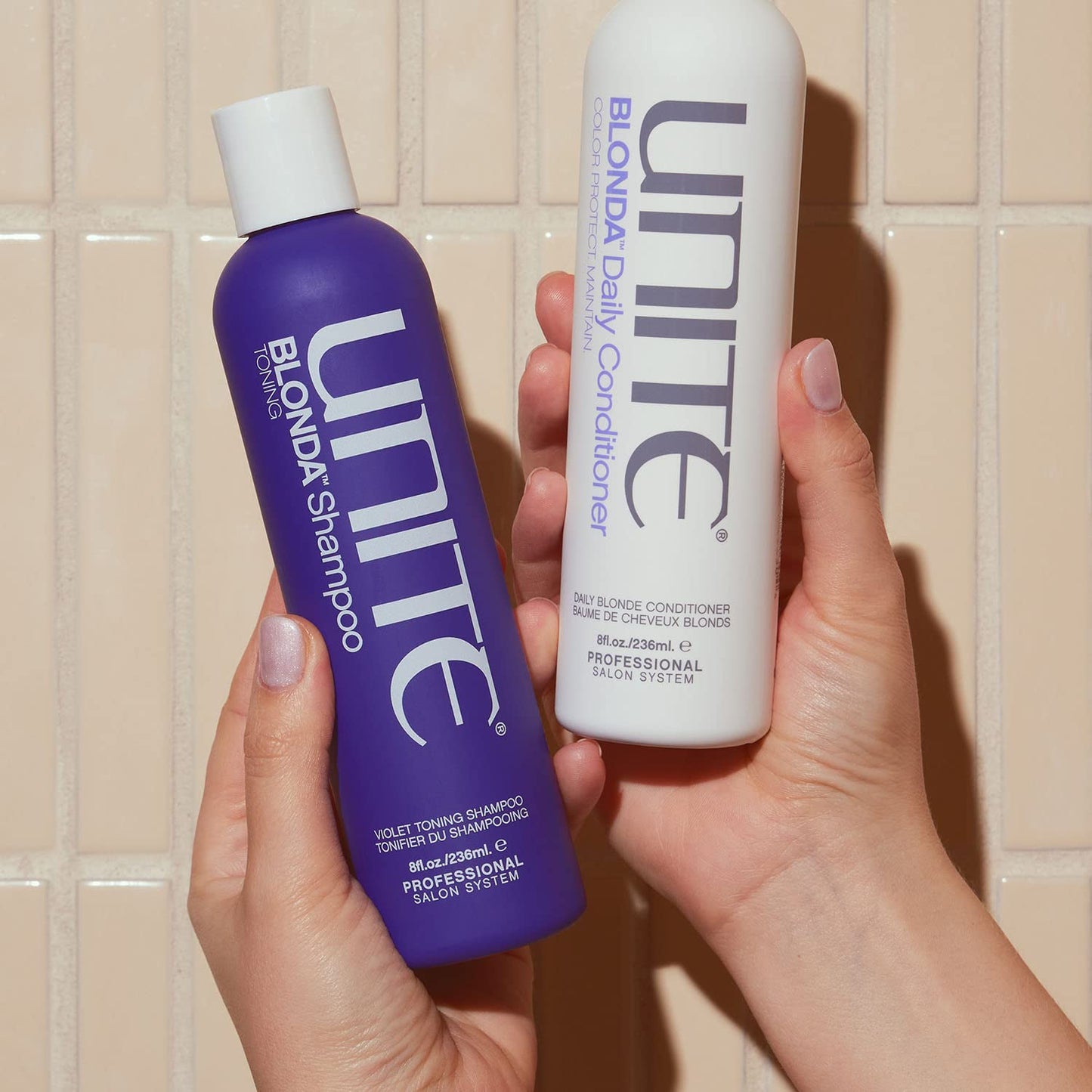 UNITE Hair – BLONDA Toning Purple Shampoo – Neutralizes Brassy & Yellow Tones in 60 Seconds – Brightens Blonde, Gray & Highlighted Hair – 8 Fl Oz