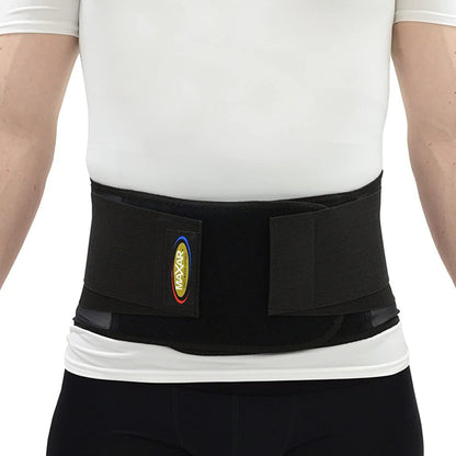 MAXAR Economy Work Belt, Industrial Lumbosacral Support, 8" Wide Adjustable Back Brace, Breathable Mesh Design with Double Pull, Black (Small)