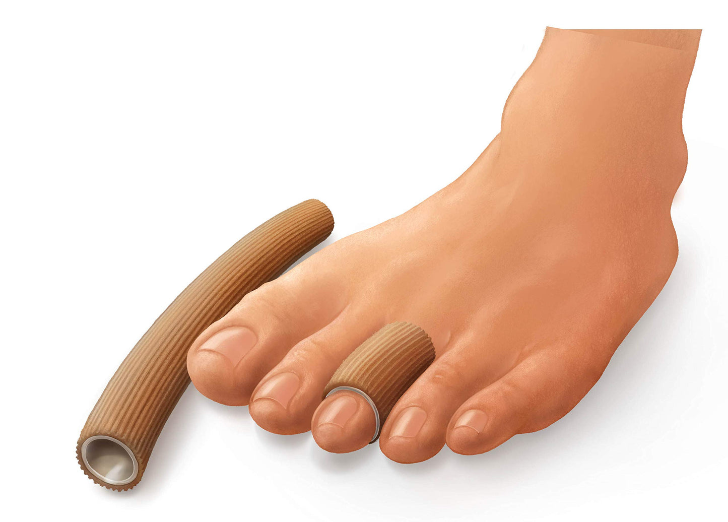 Medline Gel Ribbed Digital Toe Tube, Wide 6" x 1", Mineral Oil Gel Pad, Absorbs Shock and Pressure, Relieves Discomfort, Reusable, Can be Trimmed, Pack of 3