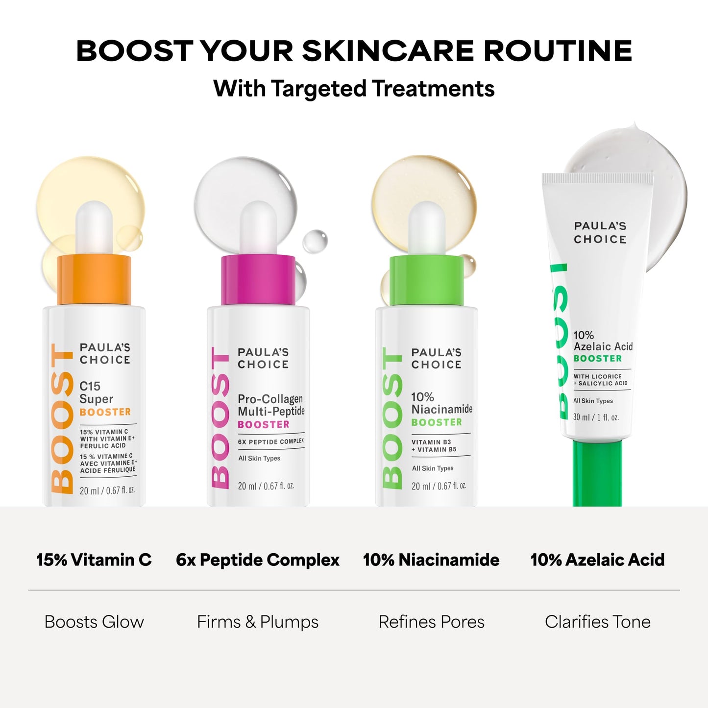 Paula's Choice BOOST C15 Super Booster, 15% Vitamin C Serum for Face, Face Serum with Vitamin E & Ferulic Acid for Discoloration & Glow, Fragrance-Free