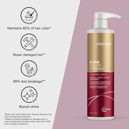 Joico K-PAK Color Therapy Luster Lock Instant Shine & Repair Treatment | For Color-Treated Hair | Boost Color Vibrancy | Repair Breakage | With Keratin & Argan Oil