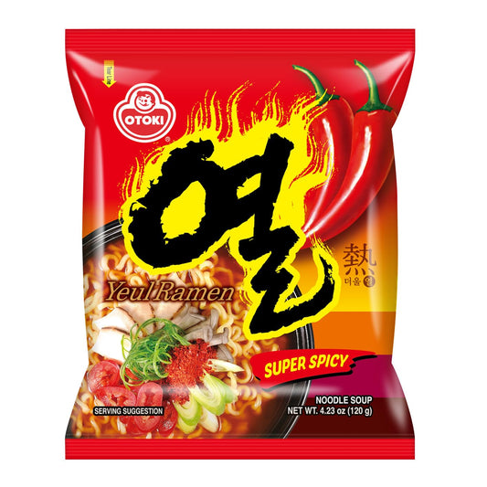 OTOKI YEUL Ramen, Super Spicy Korean Instant Noodles, Extreme Hot & Savory Broth, Chewy Noodles, 4.23 oz (Pack of 5)