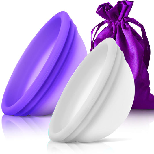 Reusable Menstrual Disc - Set of 2 Soft Period Discs for Women - Flexible, Leak-Proof, Medical-Grade Silicone Menstrual Cup for Comfortable, Eco-Friendly, Long-Lasting Protection (2 Large)