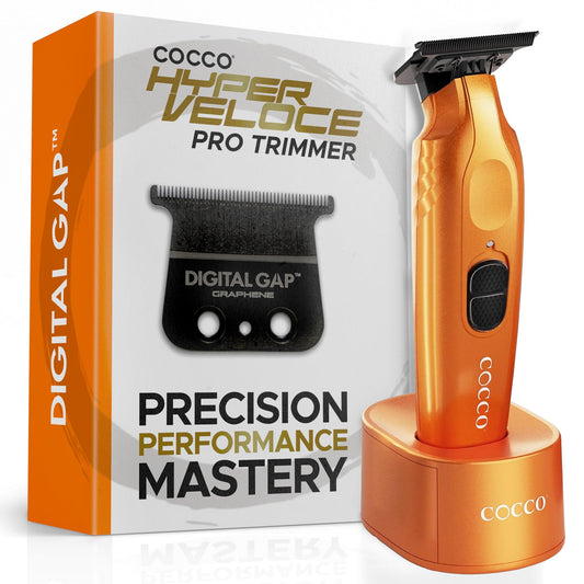 Cocco Hyper Veloce Pro Trimmer, Digital Gap Graphene Blade Edger, High-Torque Brushless BLDC Motor, Cordless, All-Metal Design, Lithium-Ion Battery, Charging Base Included