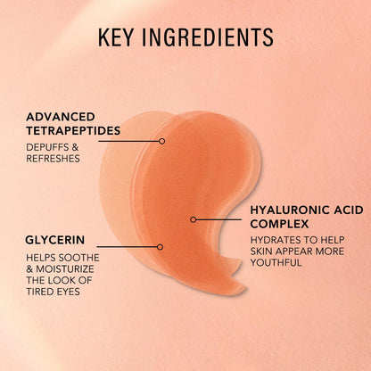 JLO BEAUTY That First Take™ Define & Depuff Eye Mask, Hydrogel Under Eye Patches with Peptides & Hyaluronic Acid, Hydrating, Brightening, Dermatologist Tested (60 Count)