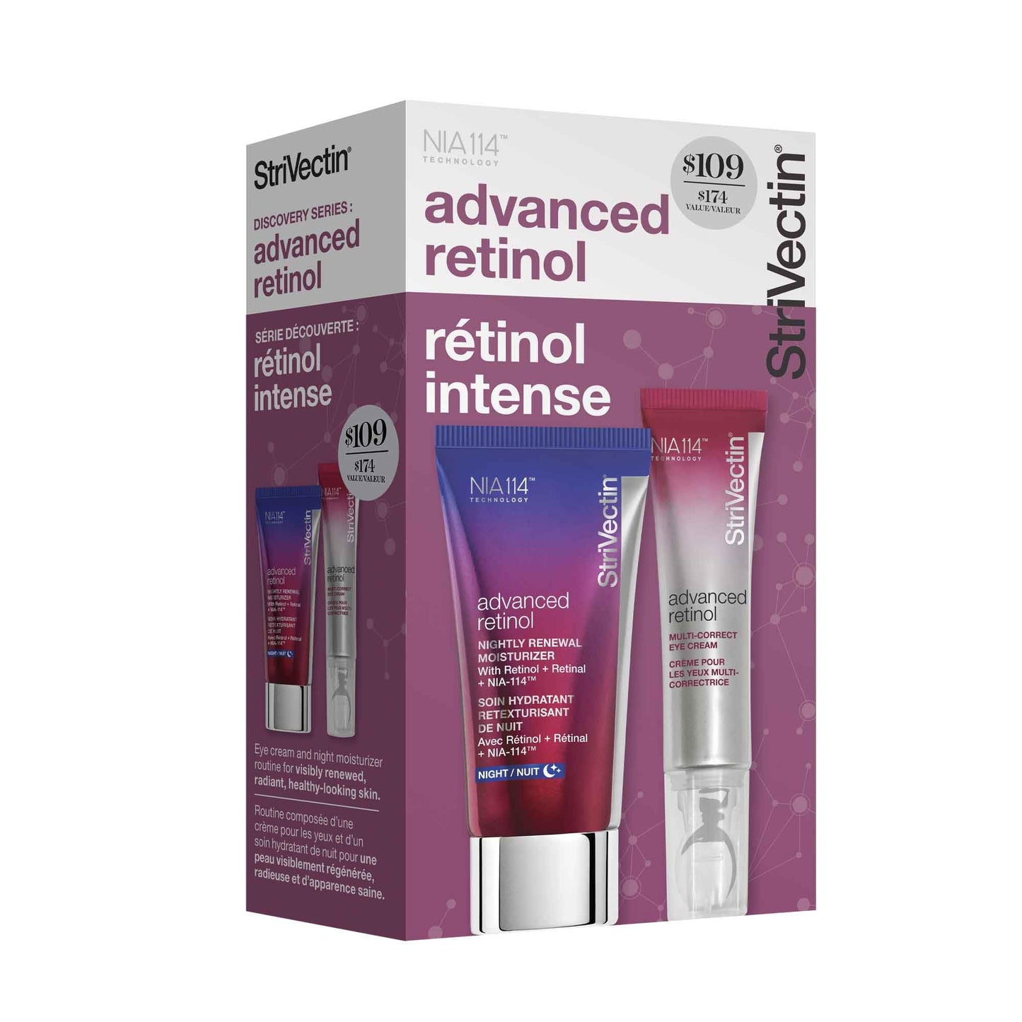 StriVectin Advanced Retinol Discovery Kit with Retinol Night Moisturizer, 1 oz, Multi Correct Eye Cream 0.5 oz, 2 Piece Kit for Wrinkles and Fine Lines