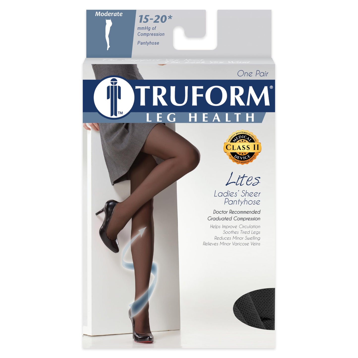 Truform 15-20 mmHg Compression Pantyhose, Sheer 20 Denier Women's Shaping Tights, Espresso, Queen Plus