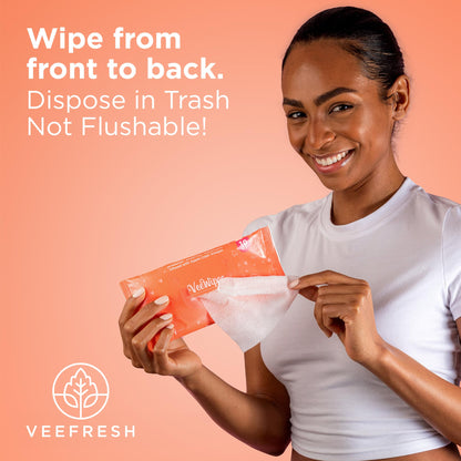 VeeFresh VeeWipes ACV (10pcs) - Apple Cider Vinegar Infused Wipes for Sensitive Vees- pH Balanced, Alcohol Free & Hypoallergenic Feminine Wipes for Women - Female Wipes for Maximum Hygiene