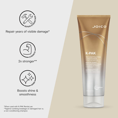 Joico K-PAK Daily Reconstructing Conditioner | For Damaged Hair | Restore Shine | Smooth & Detangle | Eliminate Static | With Keratin & Guajava Fruit Extract