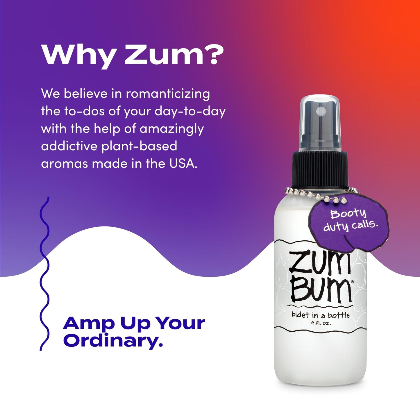 Zum Indigo Wild Bum Bidet in a Bottle - Natural, Portable Bidet - Ideal for Women & Men - Includes Witch Hazel, Vegetable Glycerin & Essential Oils - 4 fl oz