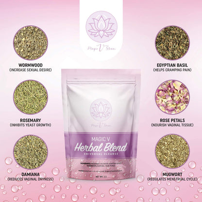 Magic V Universal Yoni Steam Herbs for Women – Herbal Steam Kit with Mugwort, Rose, Rosemary & Motherwort – Natural Cycle Balance, Detox & Feminine Wellness – 6 Steam Bags
