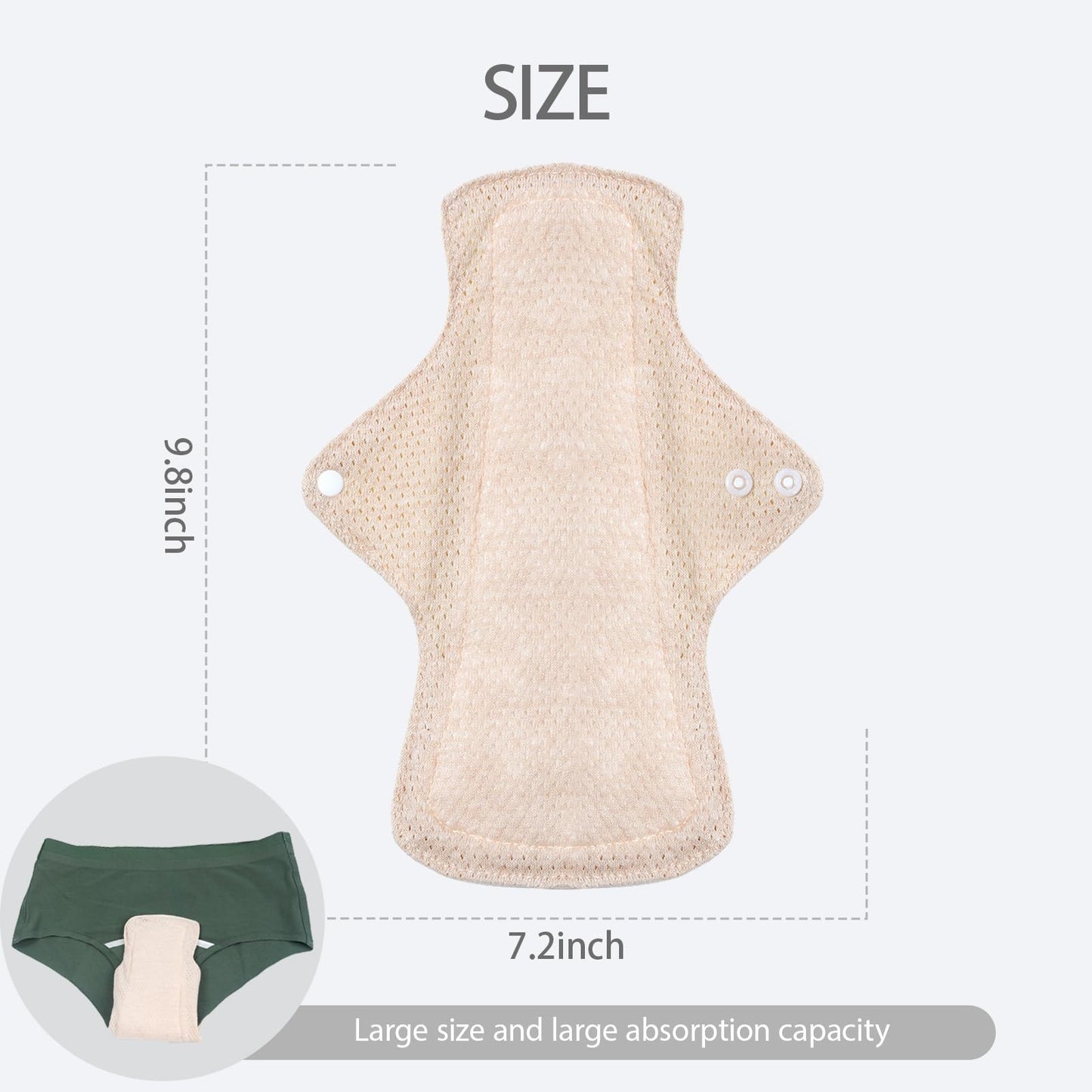 AIO Reusable Washable Cloth Menstrual Pads Sanitary Pad 5 pcs Pads with Mini Wet Bag 7.2 * 9.8in