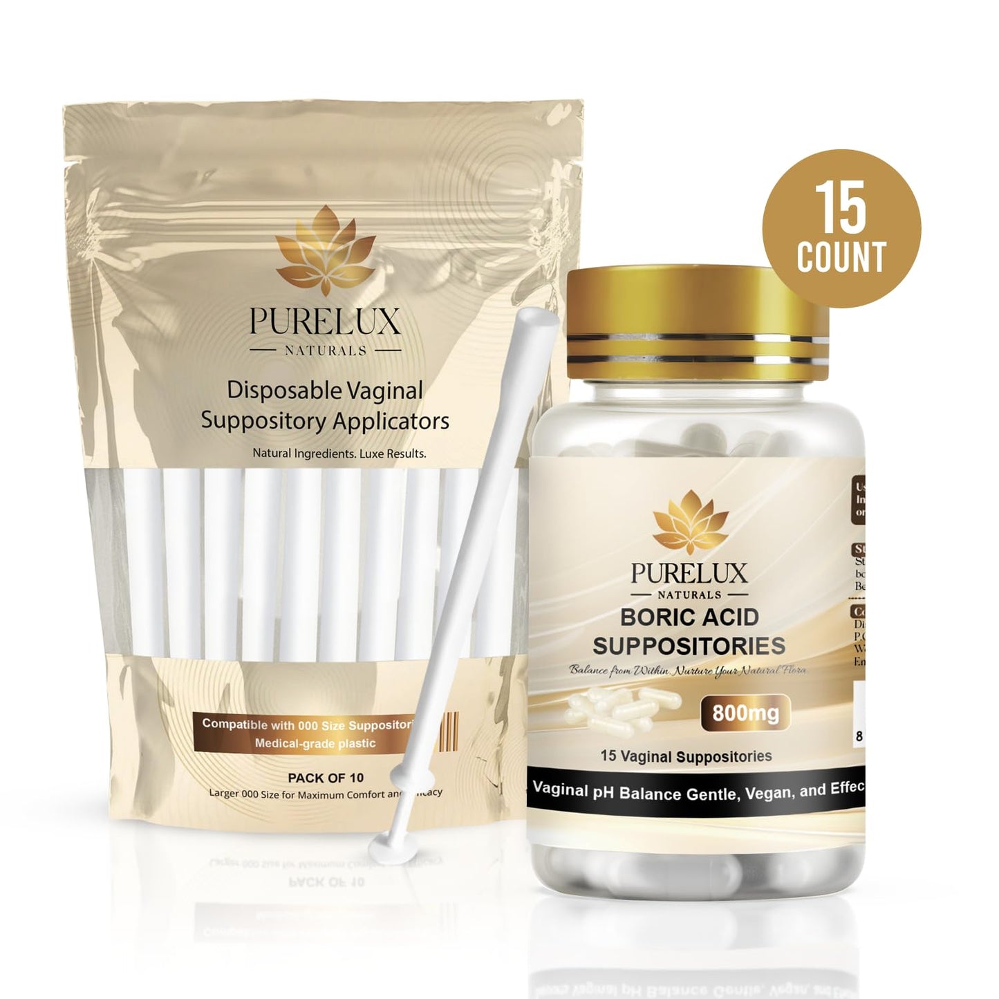 PureLux Disposable Personal Care Applicators 10 Count BPA-Free Individually Wrapped Size 000 Compatible