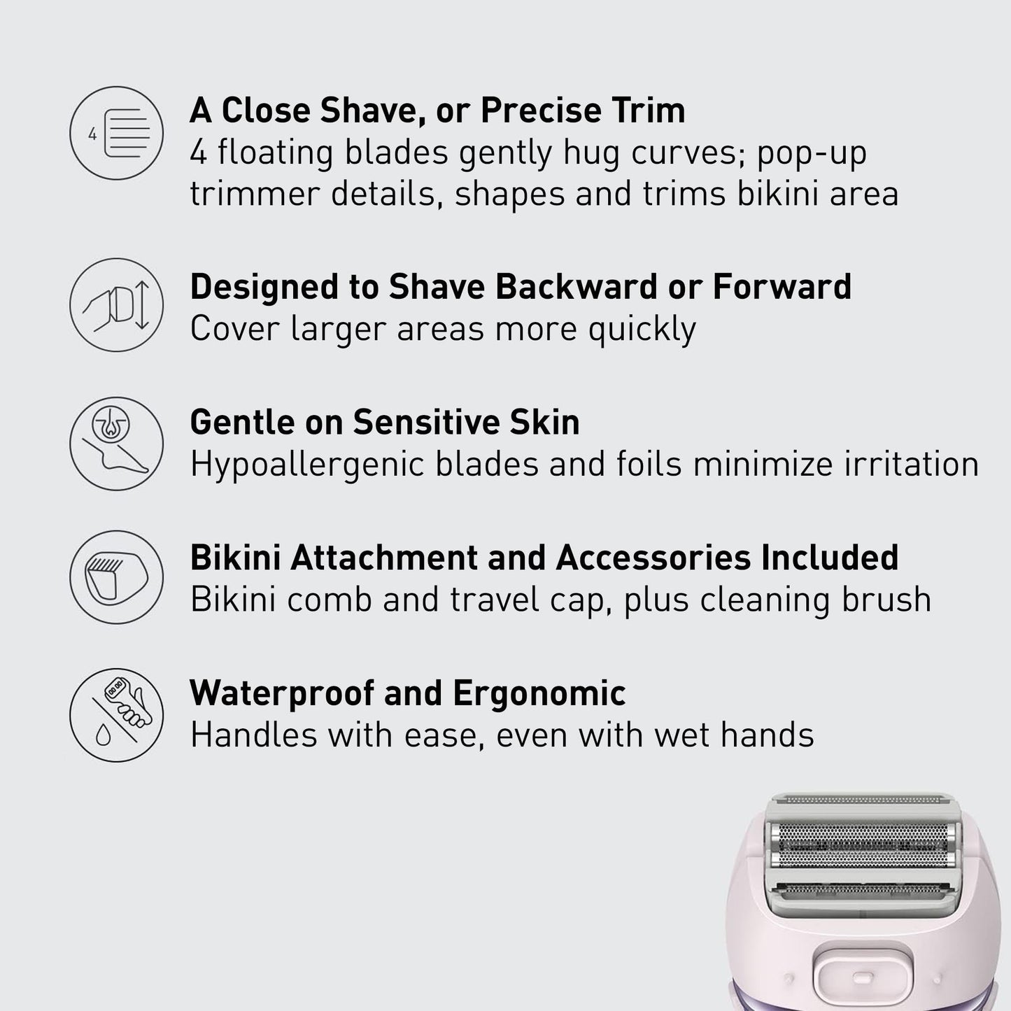 Panasonic Electric Shaver for Women, Cordless 4-Blade Shaver, Bikini Attachment, Pop-Up Trimmer, Wet Dry Operation, Electric Razors for Women - ES-AWL8AV (Purple)