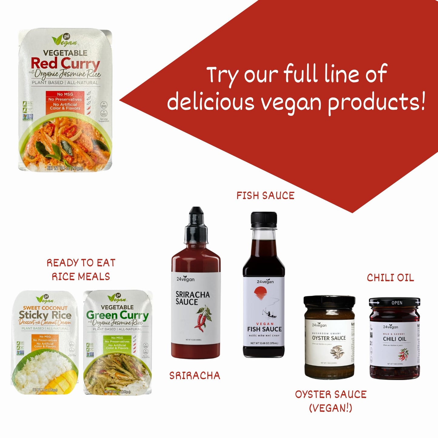 24Vegan - Gourmet Thai Red Curry Meal with Organic Jasmine Rice - Non-GMO, Gluten-Free, Vegan Thai Red Curry, Instant Curry - Just Heat & Eat - Pack of 1