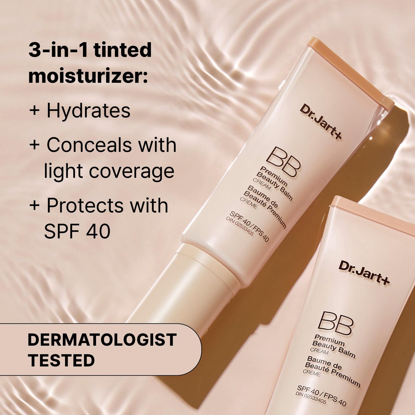 Dr.Jart+ Premium BB Korean Tinted Moisturizer with SPF 40 and Niacinamide | bb cream |Skin Tint | Korean Makeup, 1.35 Fl Oz